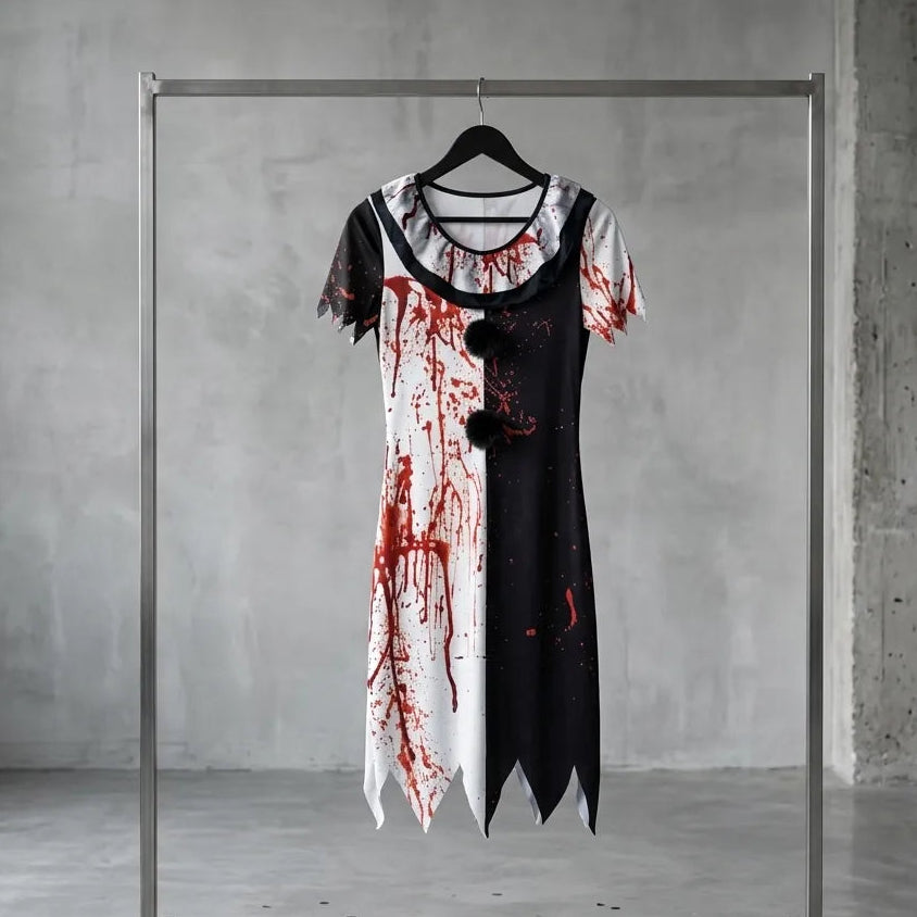 Robe Clown Noire et Blanche Ensanglantée Unique