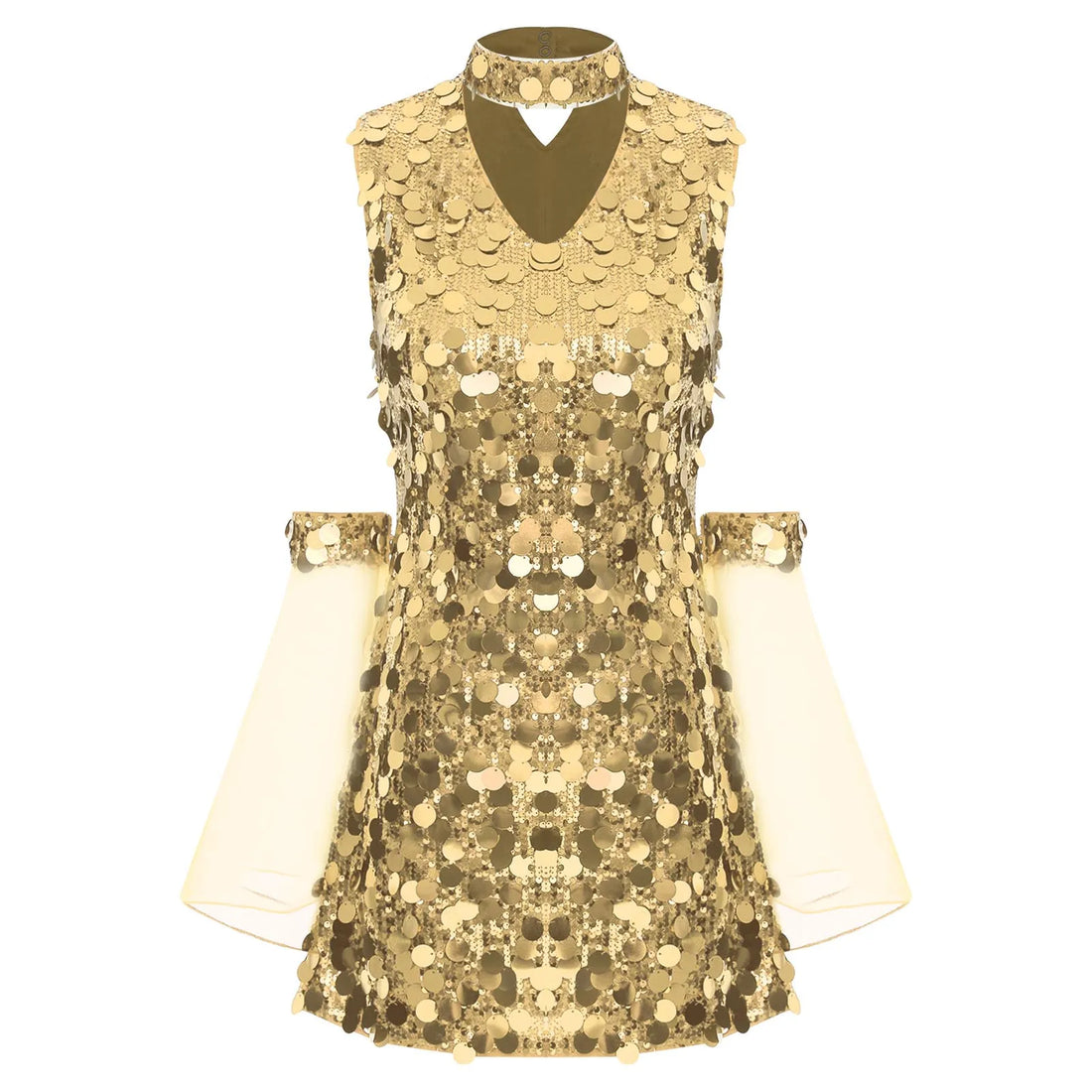Robe Disco Dorée à Paillettes Confortable 