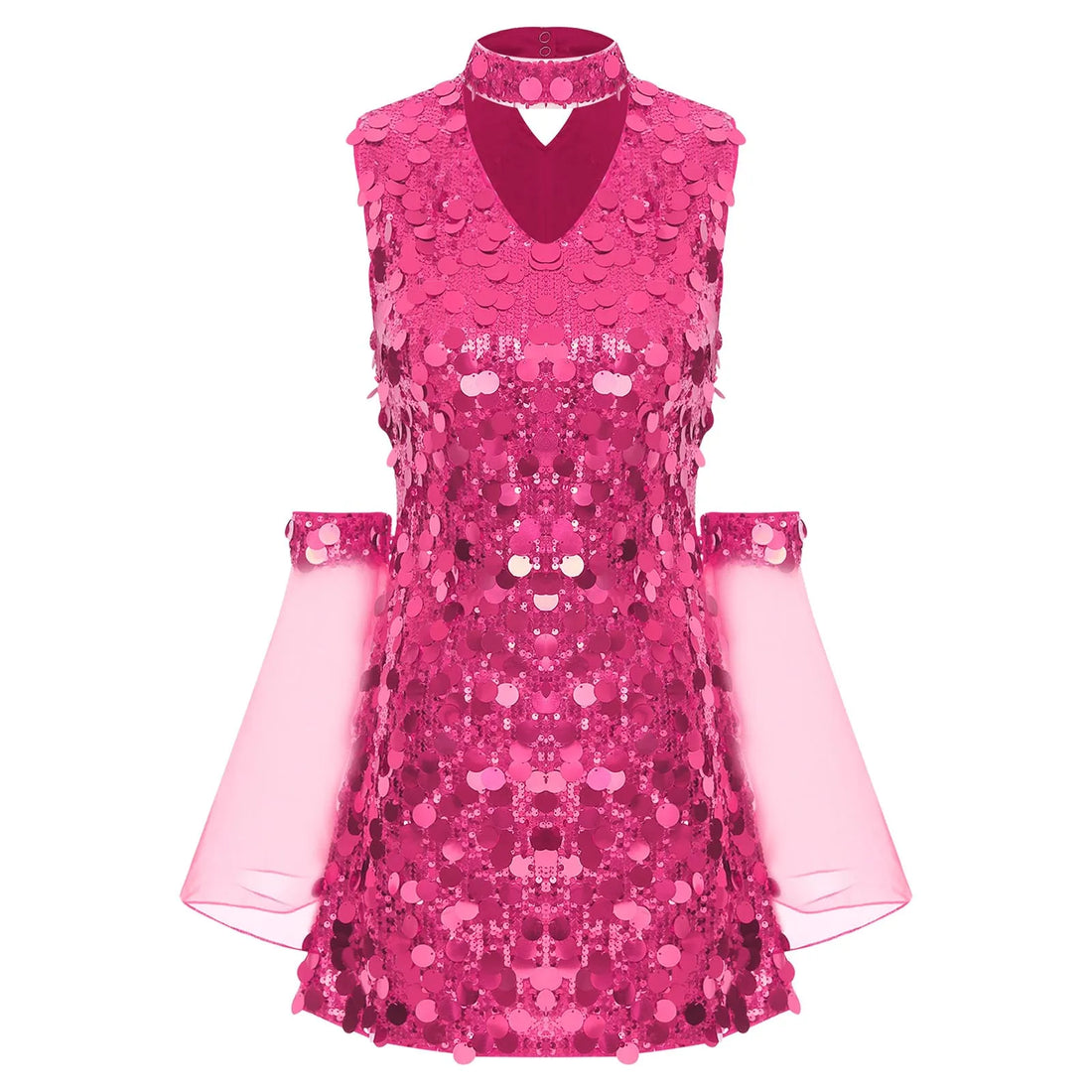 Robe Disco Rose à Paillettes Confirtable 