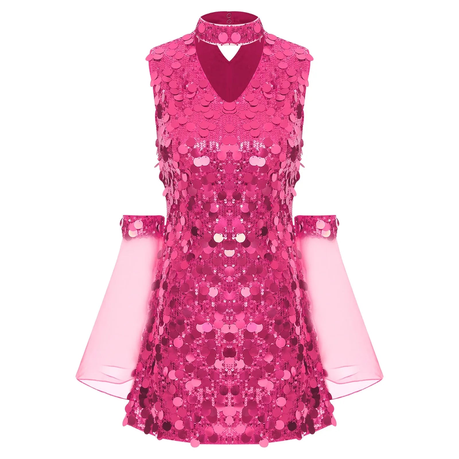 Robe Disco Rose à Paillettes Confirtable 