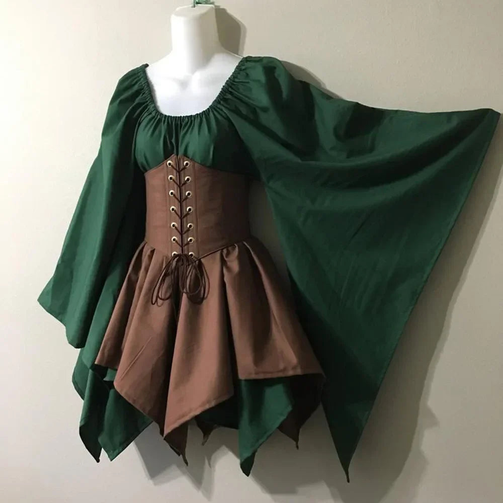 Robe Fée Elfe Vintage Verte