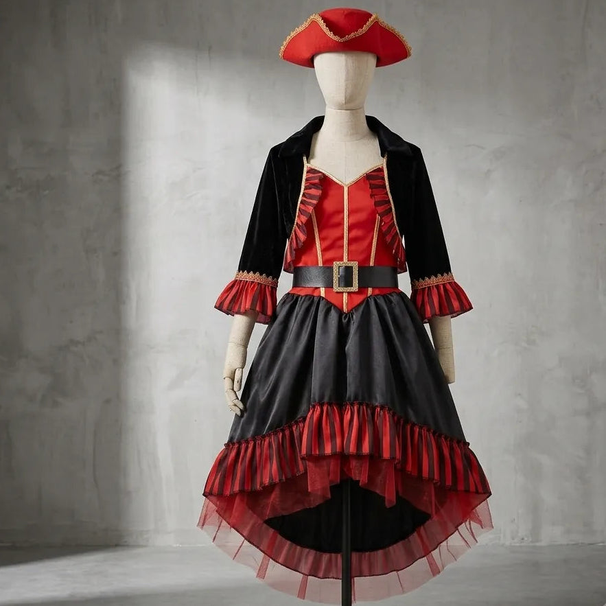 Robe Femme Thème Noir et Rouge Festive