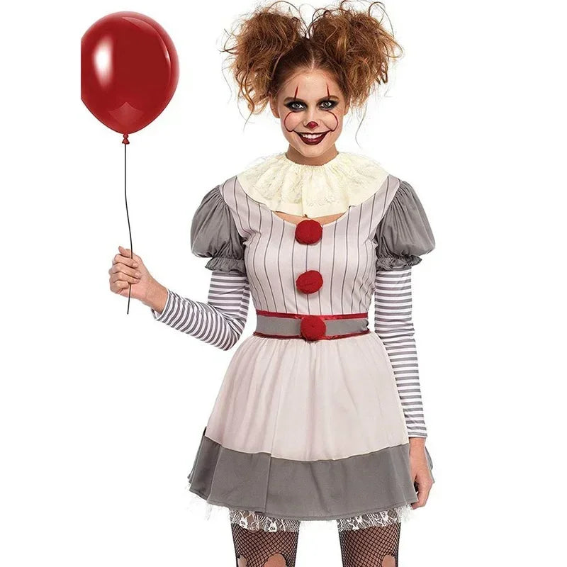 Robe Grise Clown Effrayante Femme Stylé