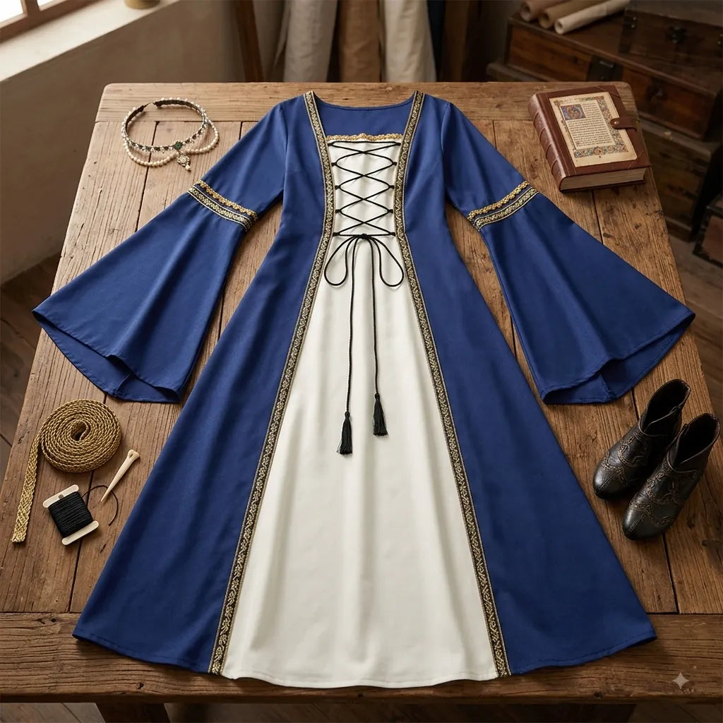 Robe Médiévale Bleu et Blanc Unique