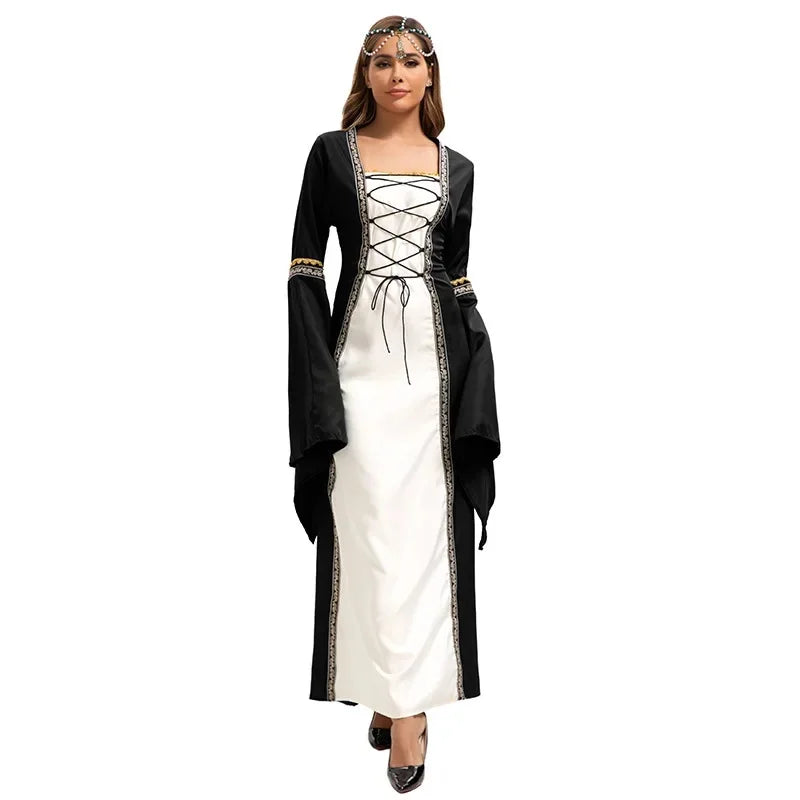 Robe Médiévale Noir et Blanc Design