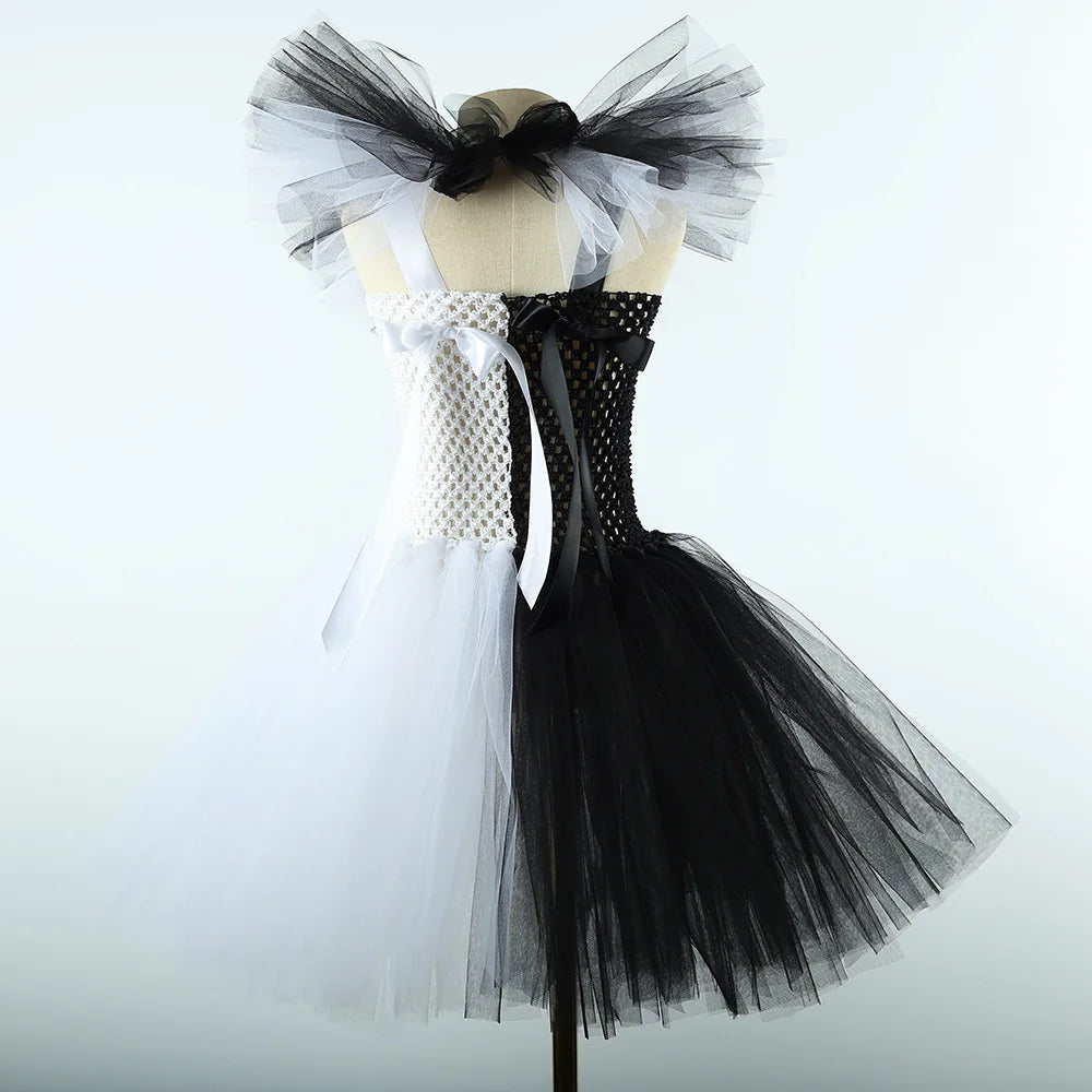 Robe Noire et Blanche Clown avec Accessoires noir