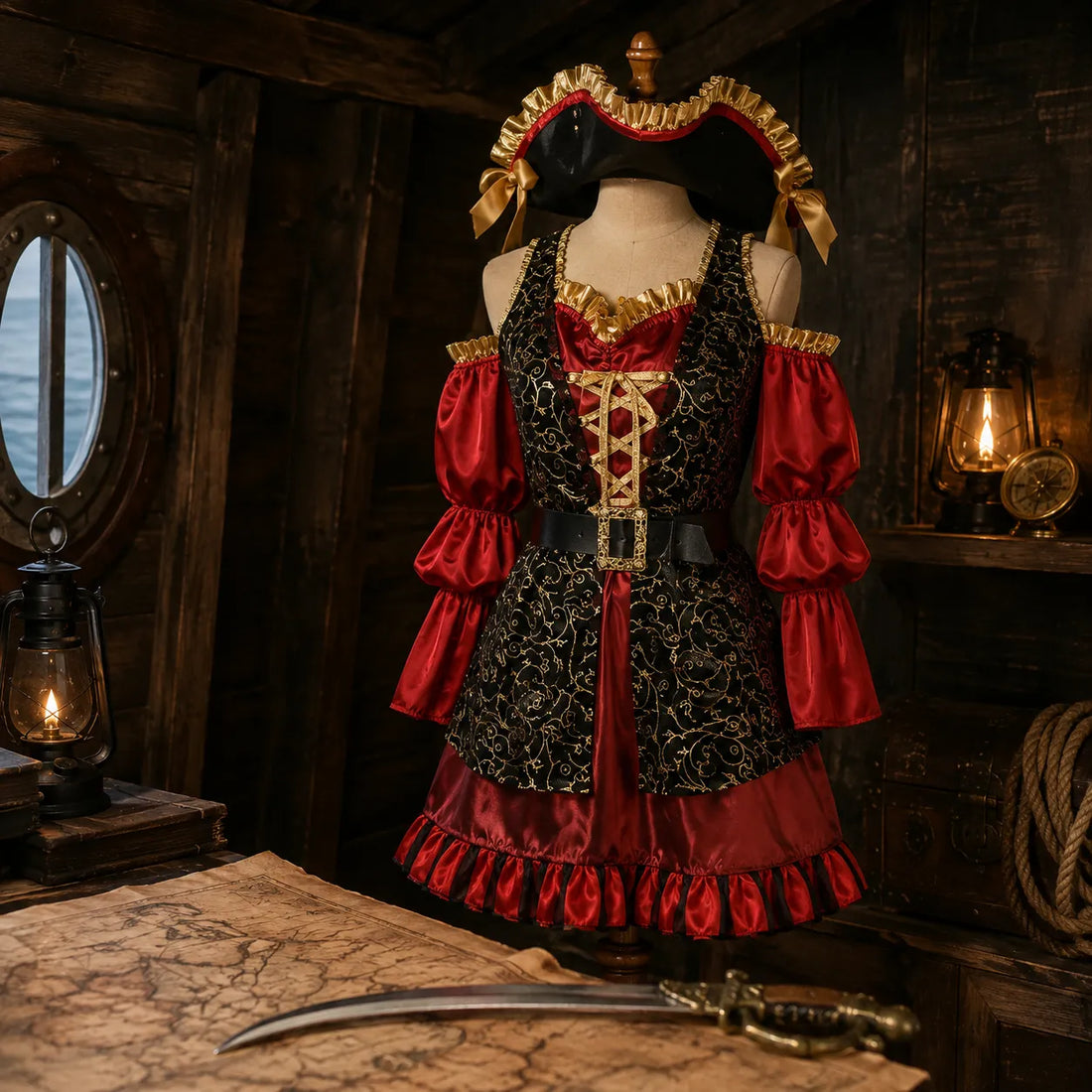 Robe Pirate Rouge Femme Design
