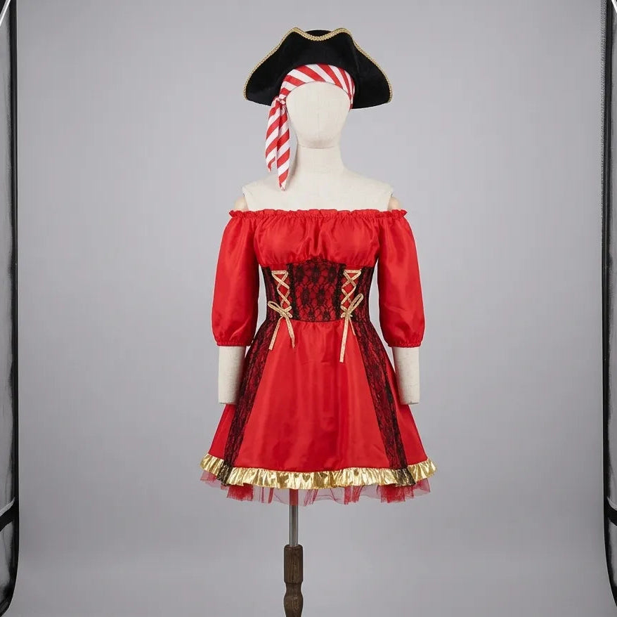 Robe Pirate Rouge Femme Sexy Festif