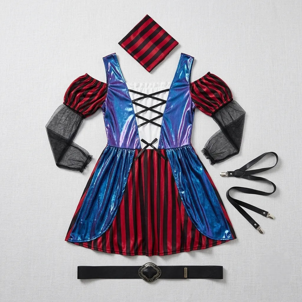 Robe Pirate Rouge et Bleu Unique