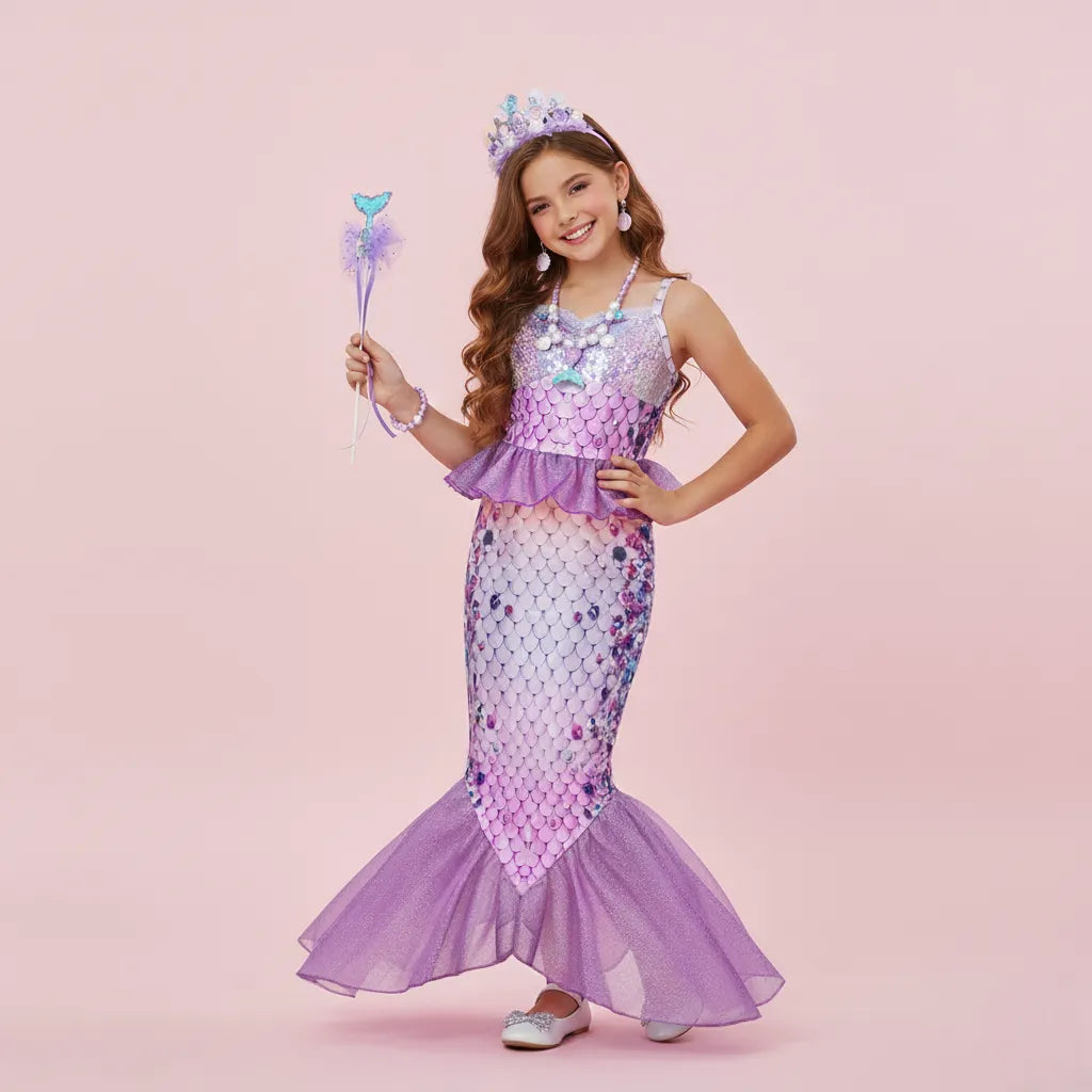 Robe Sirène Violette Accessoirisée