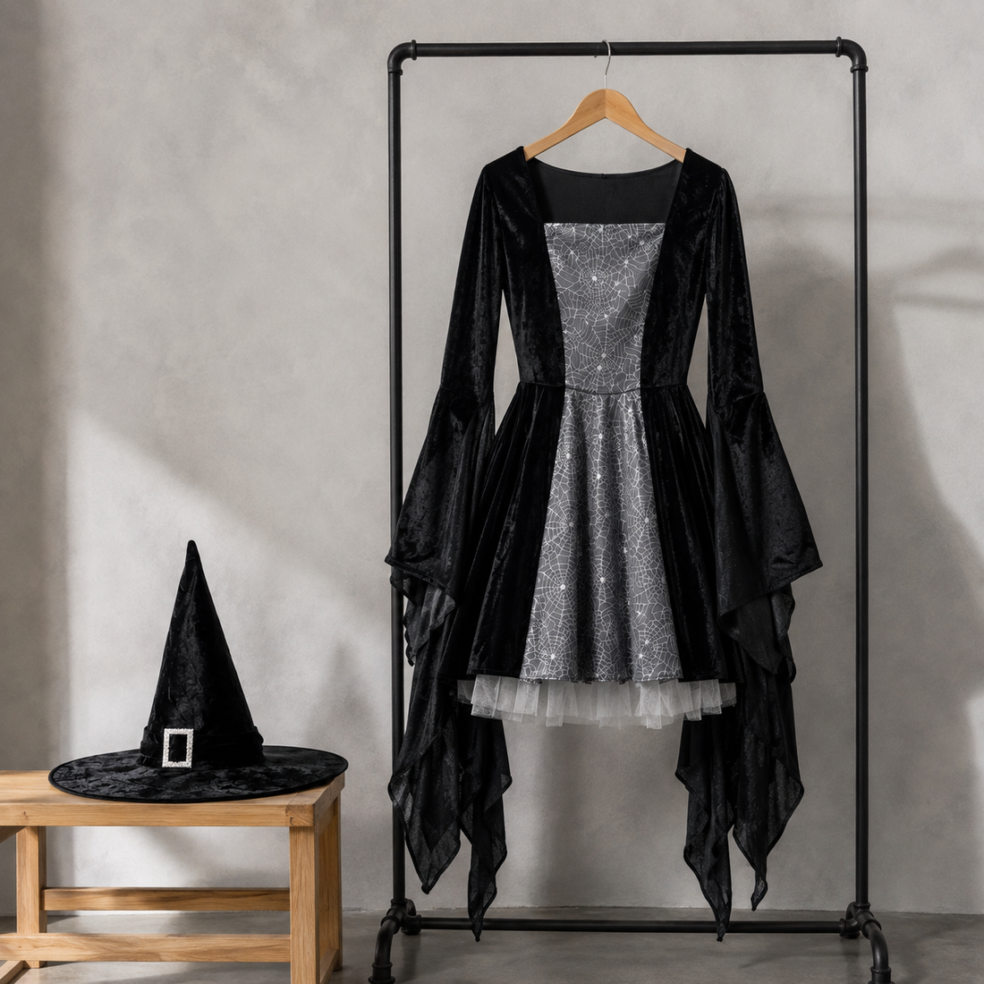 Robe Sorcière Femme à Manches Evasées Cool