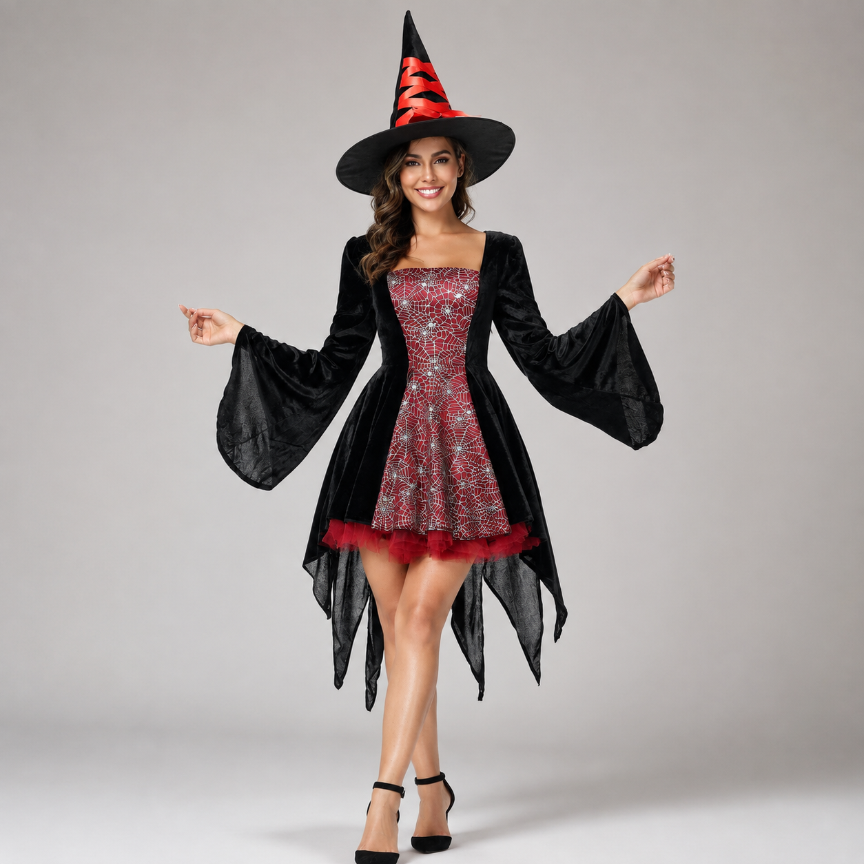 Robe Sorcière Femme Rouge Gothique