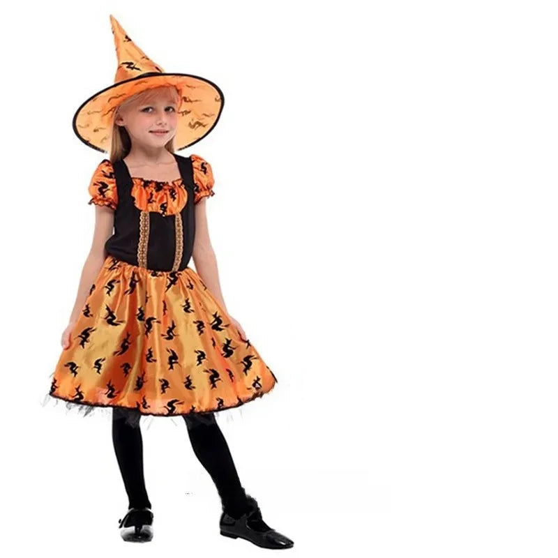 Robe Sorcière Fille Imprimé Chauve-Souris Design