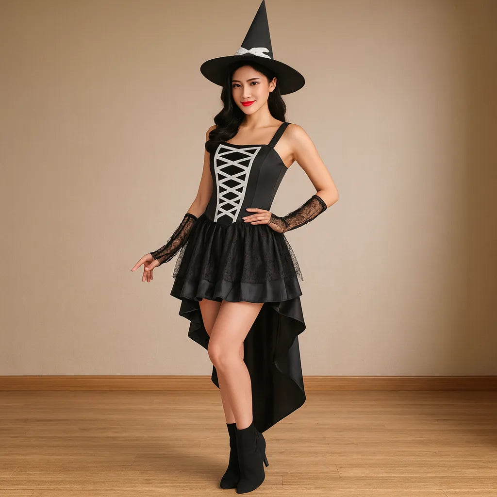 Robe Sorcière Noir Avec Chapeau