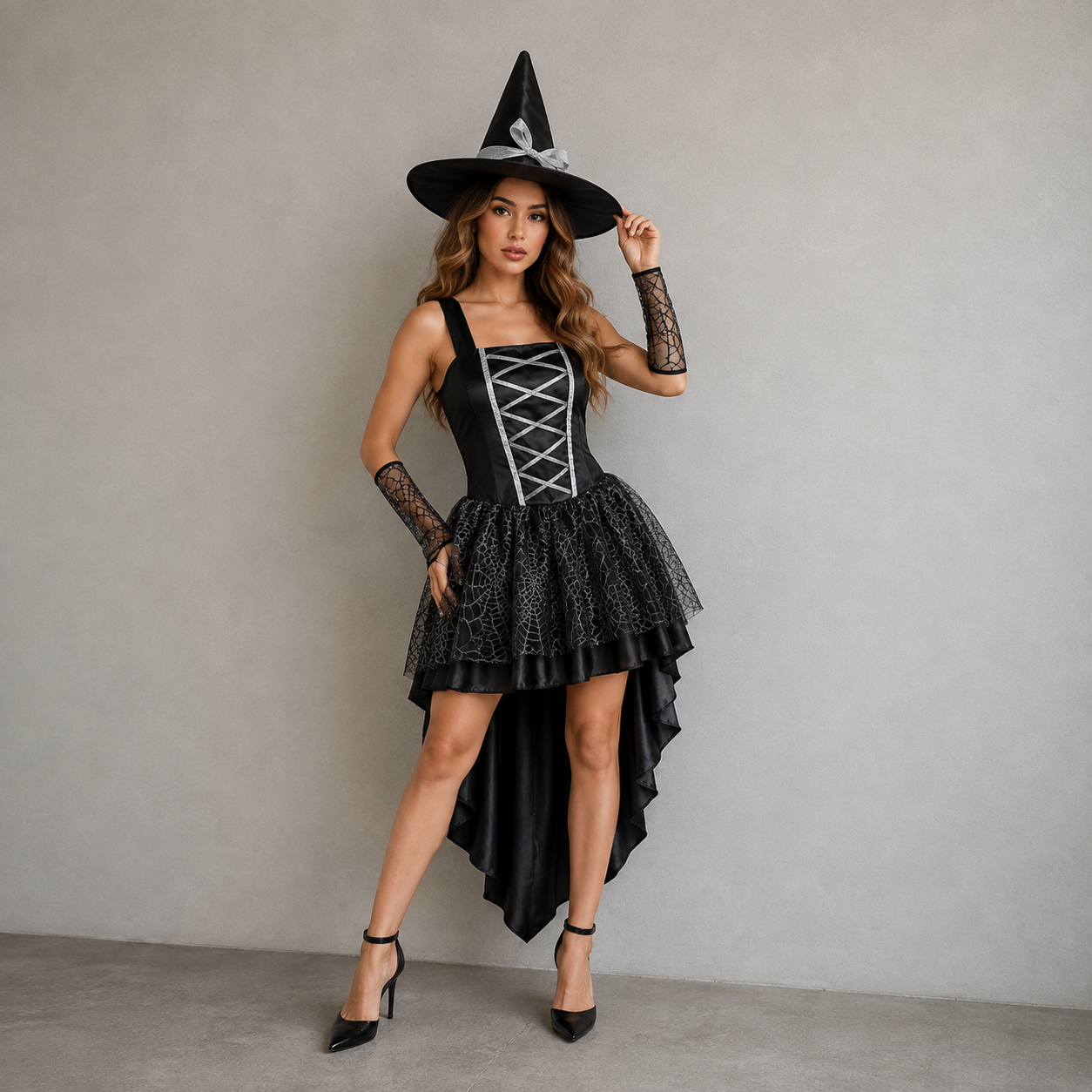 Robe Sorcière Noir Avec Chapeau Design