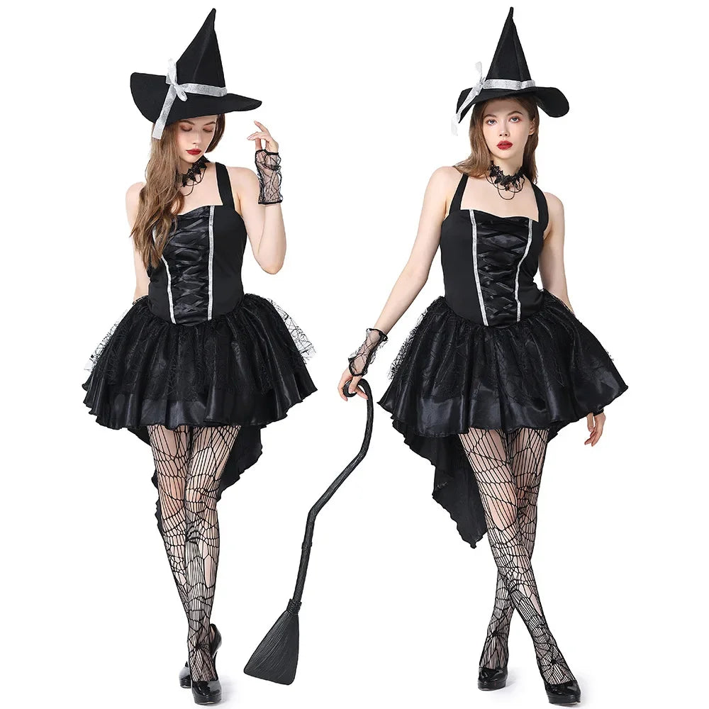 Robe Sorcière Noir Avec Chapeau Portée