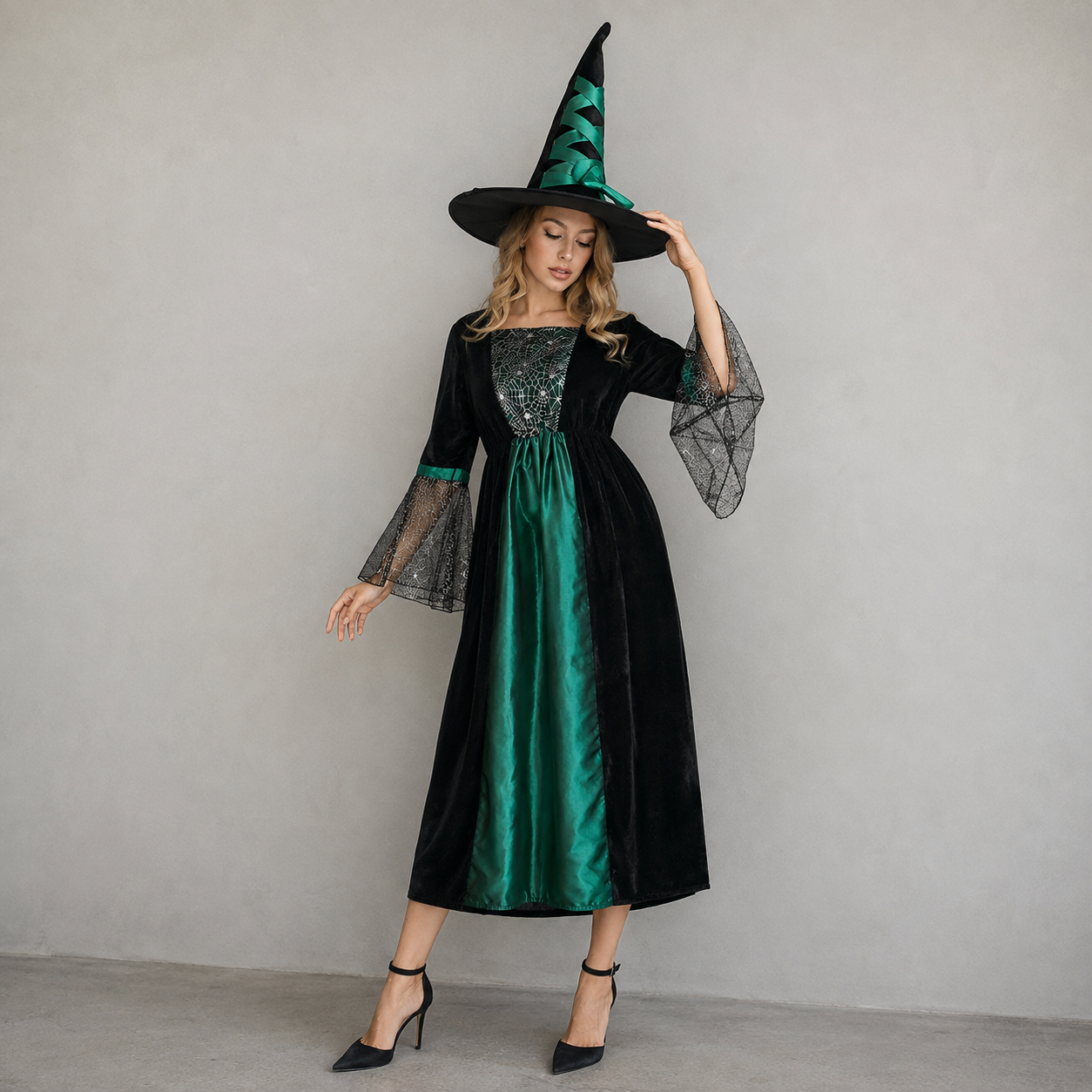 Robe Sorcière Vert et noir Design