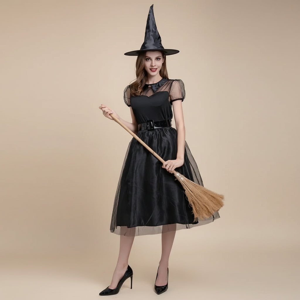 Robe Sorcière à Voile Noire