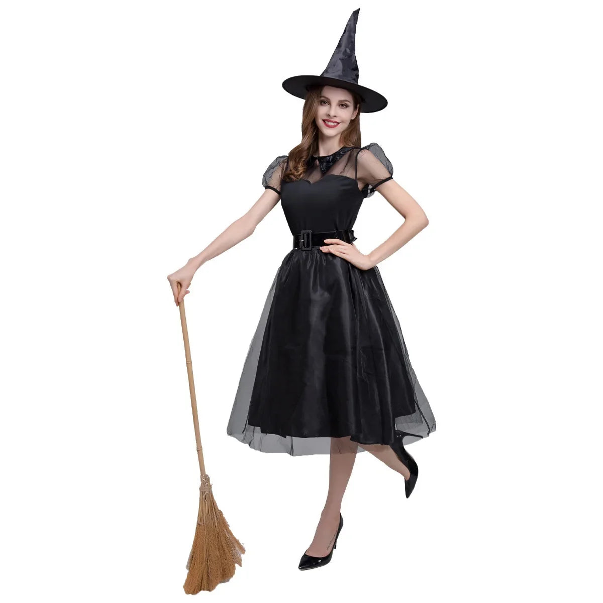 Robe Sorcière à Voile Noire Unique