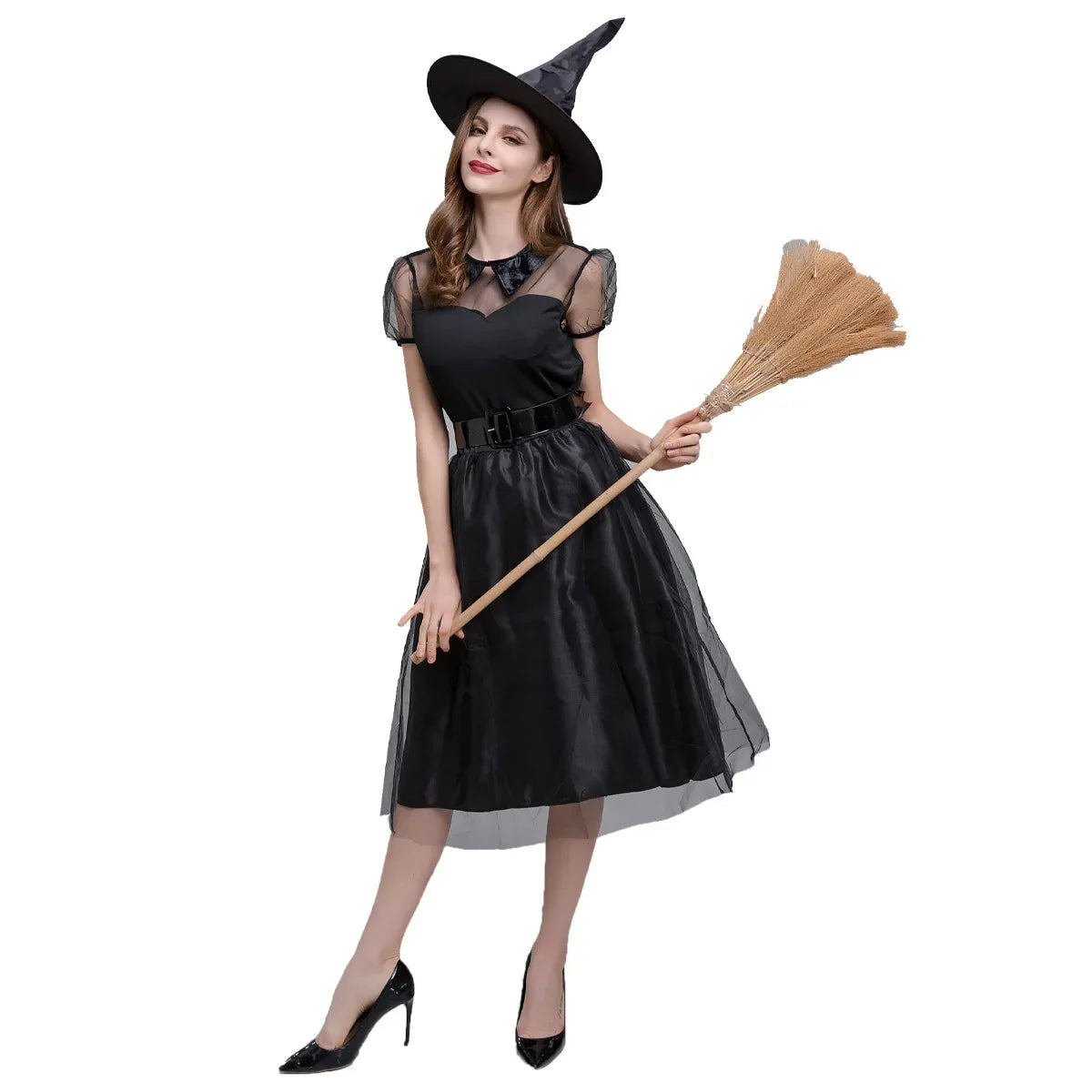 Robe Sorcière à Voile Noire raffinée