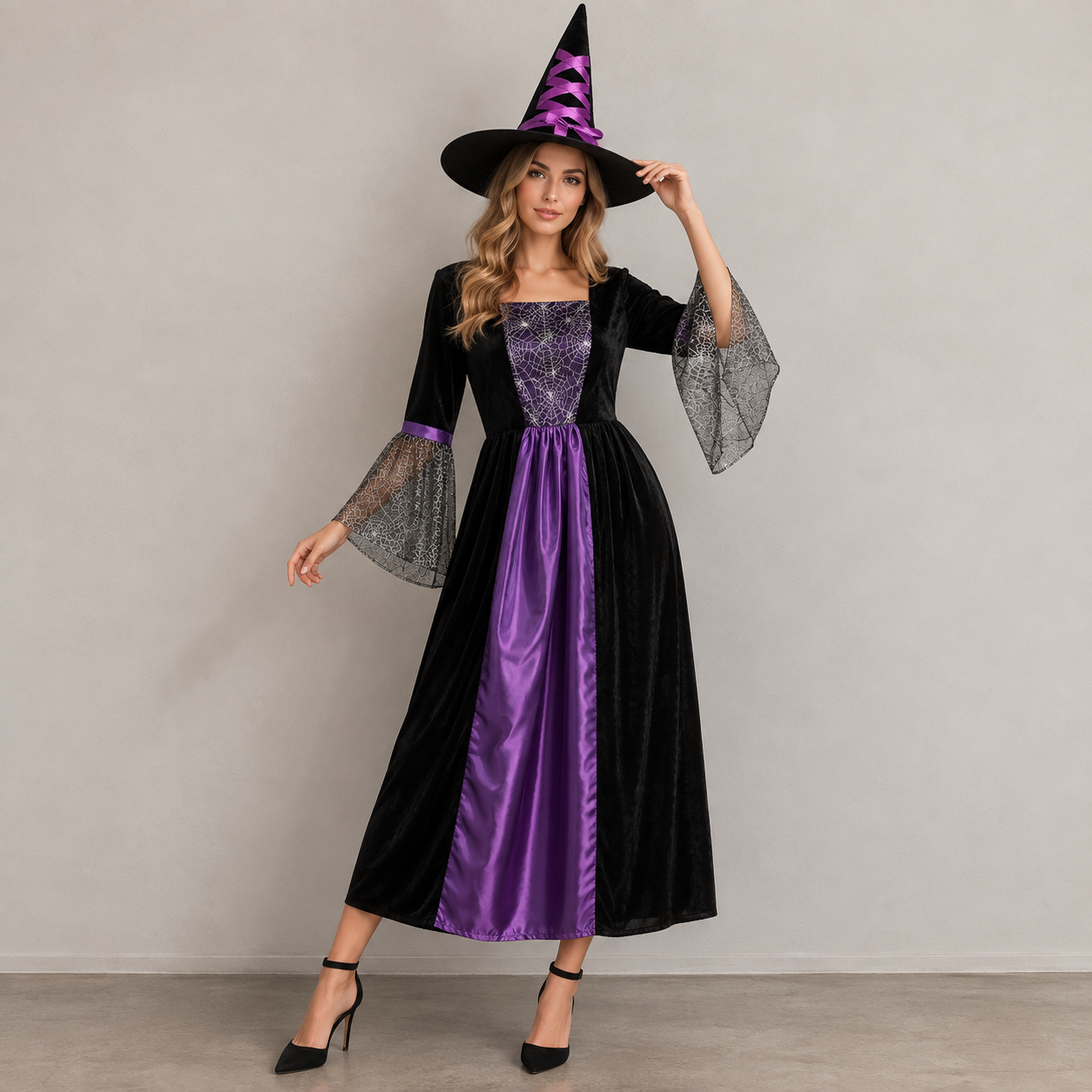 Robe Sorcière avec Chapeau Gothique