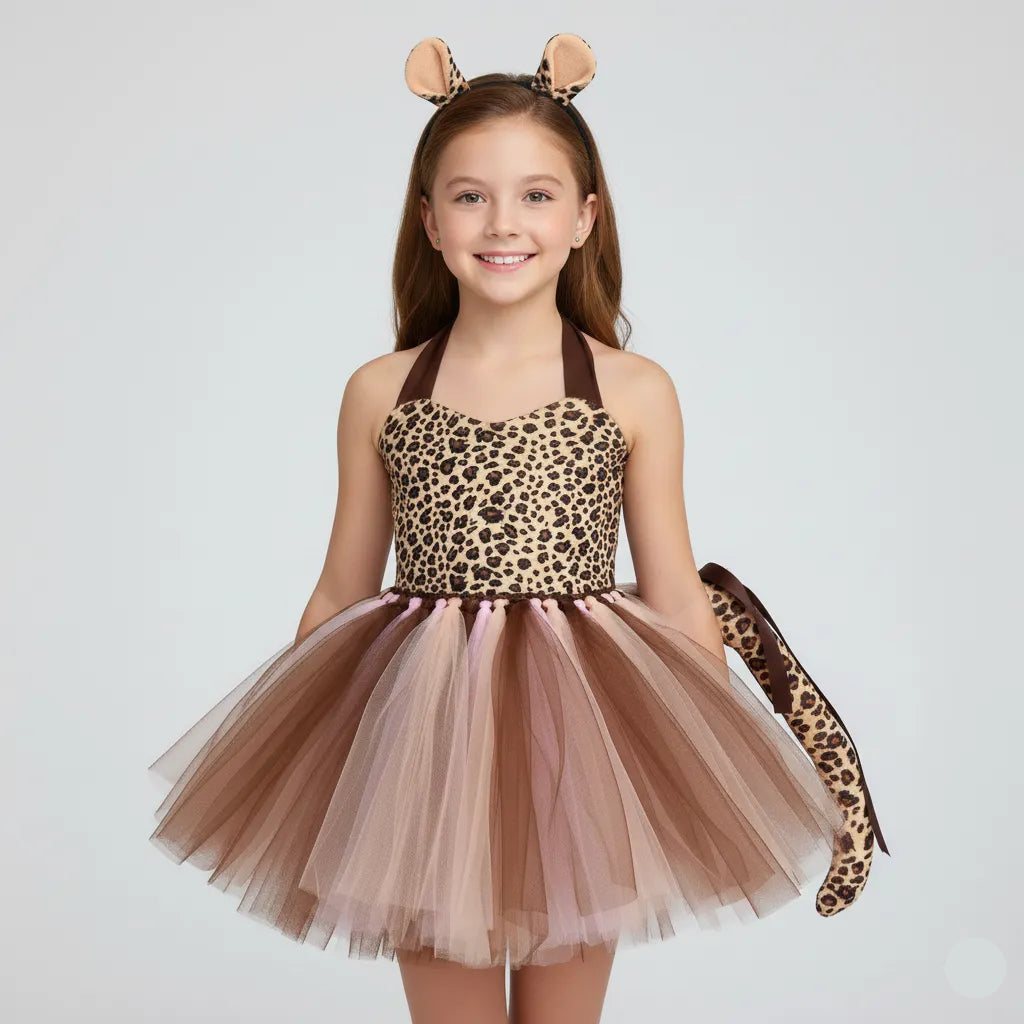 Robe Tutu Léopard Fille Accessoirisée