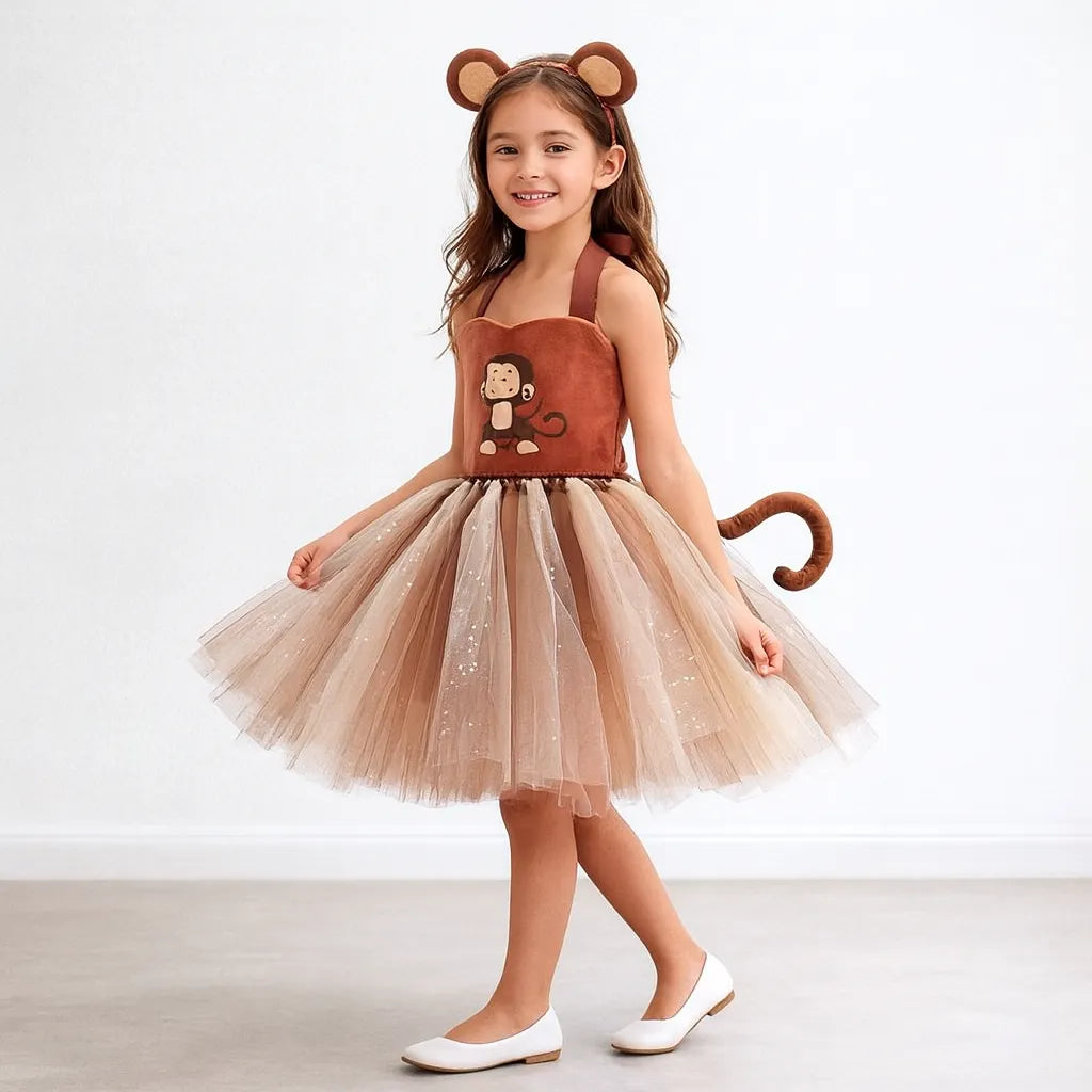 Robe Tutu Singe Fille Accessoirisée