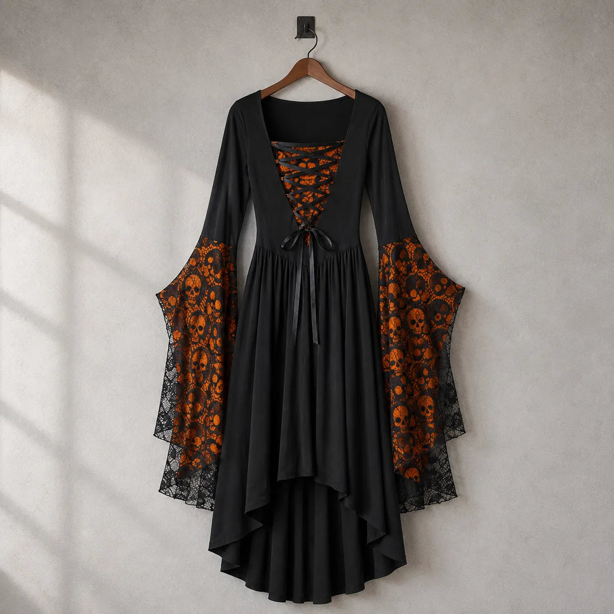 Robe Vampire Halloween Orange et Noir Cool