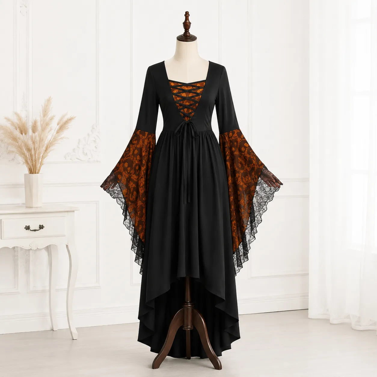 Robe Vampire Halloween Orange et Noir classe