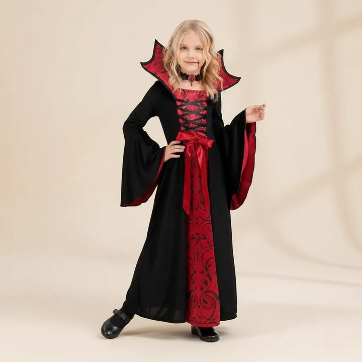 Robe Vampire Noire et Rouge à Lacet