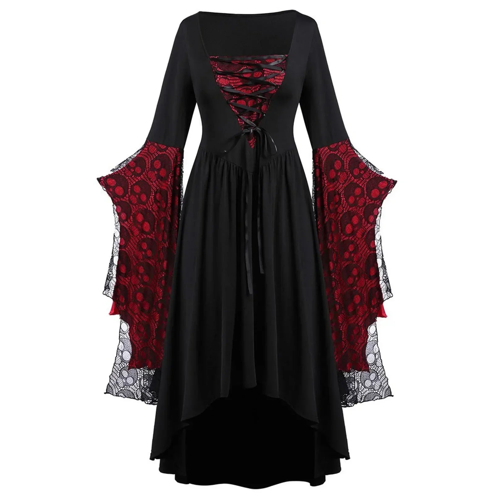 Robe Vampire Rouge et Noir Halloween Elégant
