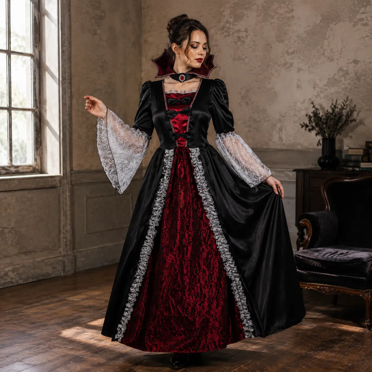 Robe Vampire Rouge et Noire Cool