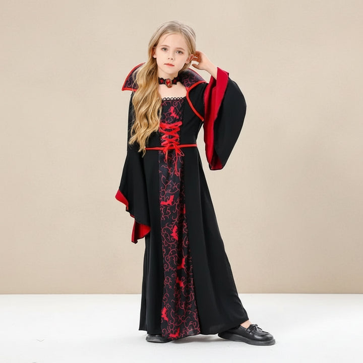 Vampire Costume Kids - Costume de reine vampire gothique pour filles | Royal Vampire Outfit pour costume d'Halloween, cosplay de carnaval, jeu de rôle, costume de princesse fantomatique pour événement Vampire Costume Kids - Costume de reine vampire gothique pour filles | Royal Vampire Outfit pour costume d'Halloween, cosplay de carnaval, jeu de rôle, costume de princesse fantomatique pour événement