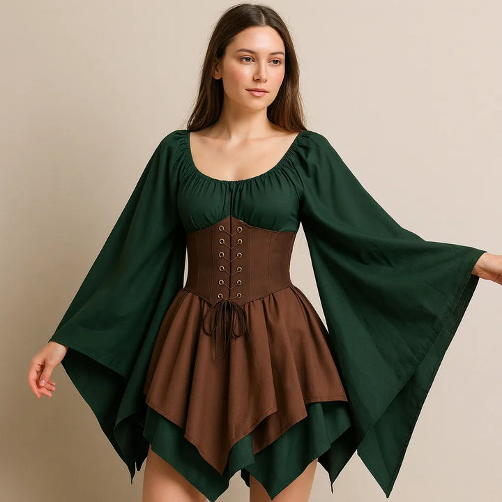 Robe de Fée Elfe Vintage Verte Chic