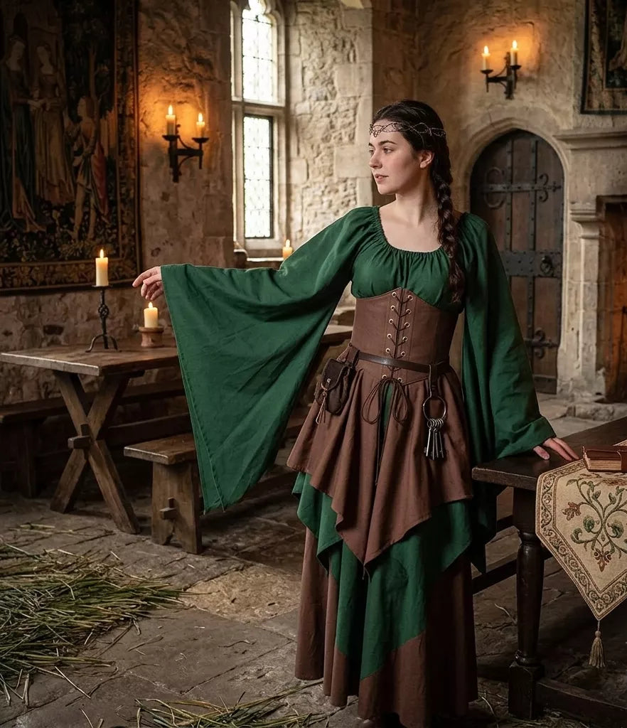 Robe de Fée Elfe Vintage Verte Stylé