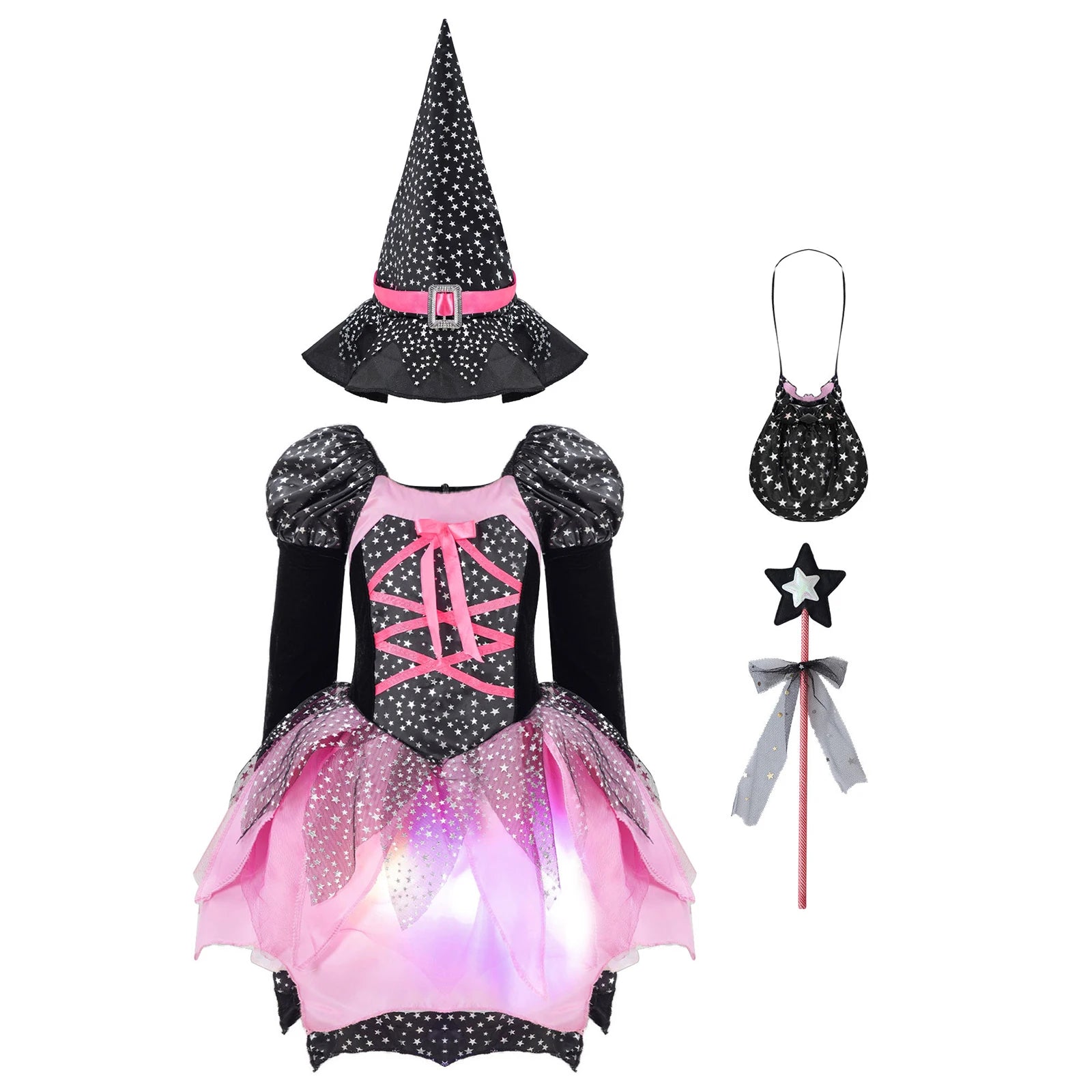 Robe de Sorcière Fille Lumineuse Accessoirisé