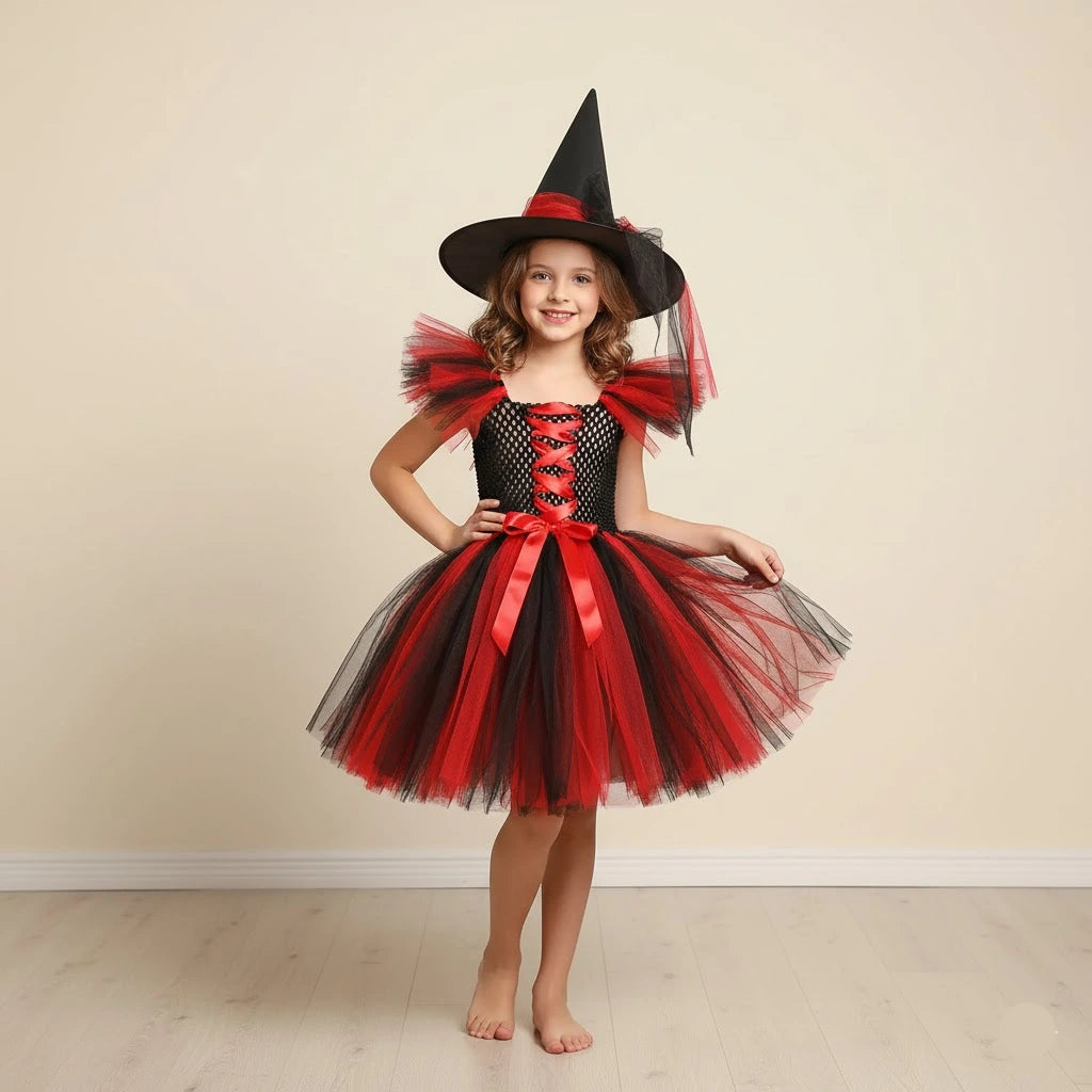 Robe de Sorcière Rouge et Noire