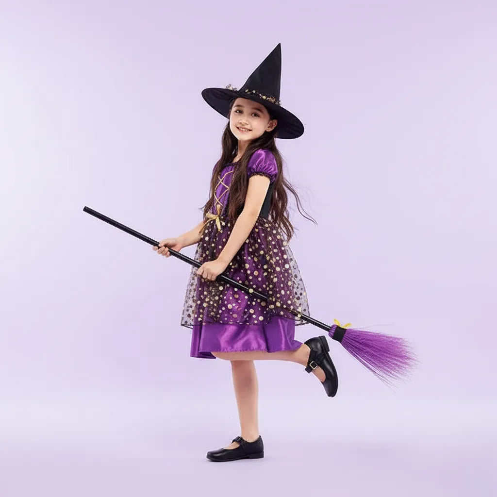 Robe de Sorcière Violette à Pois