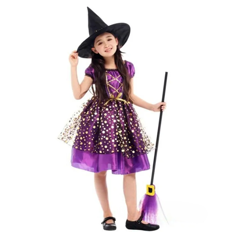 Robe de Sorcière Violette à Pois Stylé