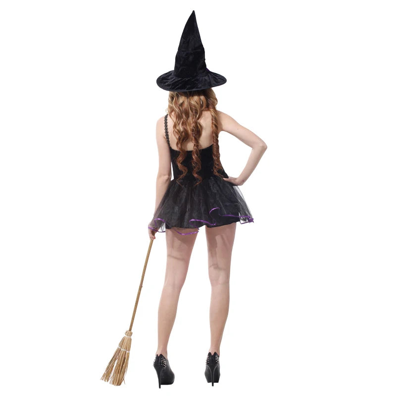 Robe de Sorcière Sexy Violet et Noir dos