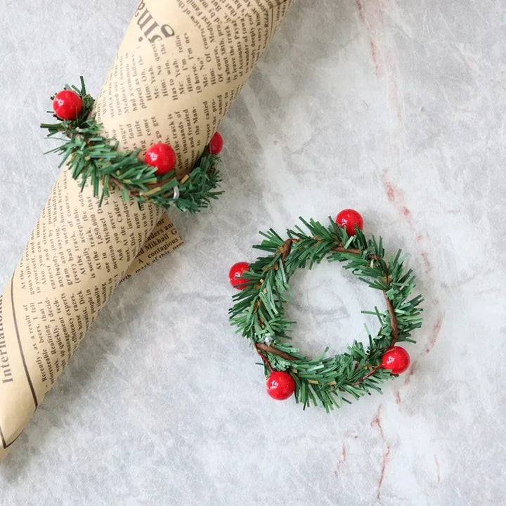 Rond de Serviette Couronne de Noël Classique