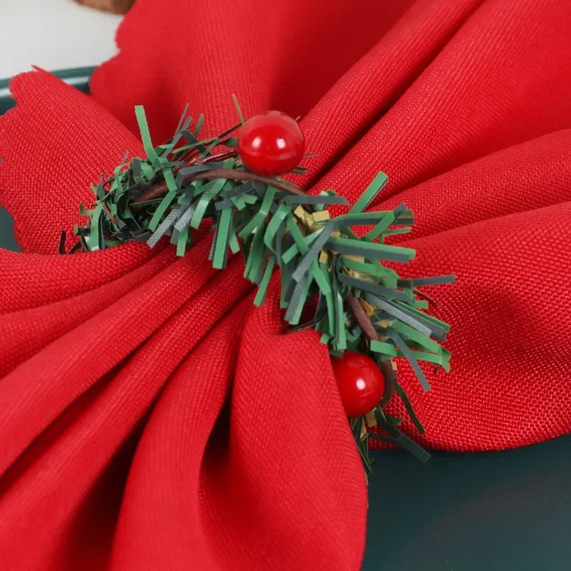 Rond de Serviette Couronne de Noël Classique Chic