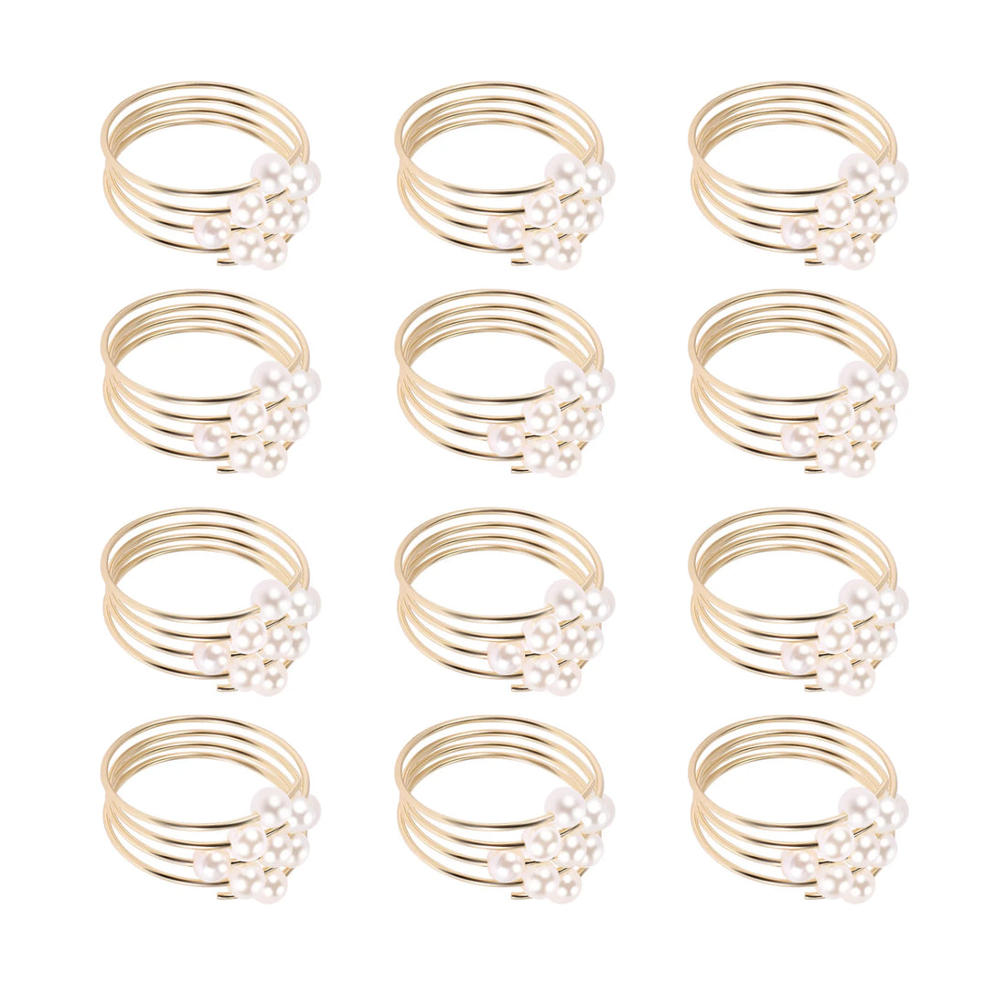 Rond de Serviette Doré à Perles Chic