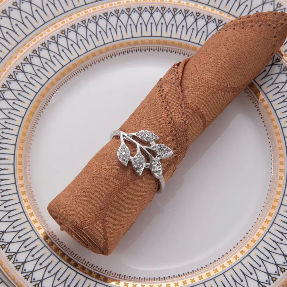 Rond de Serviette Feuilles Argentées champêtre