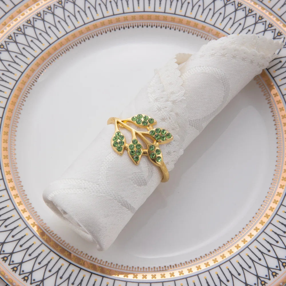 Rond de Serviette Feuilles Vertes champêtre