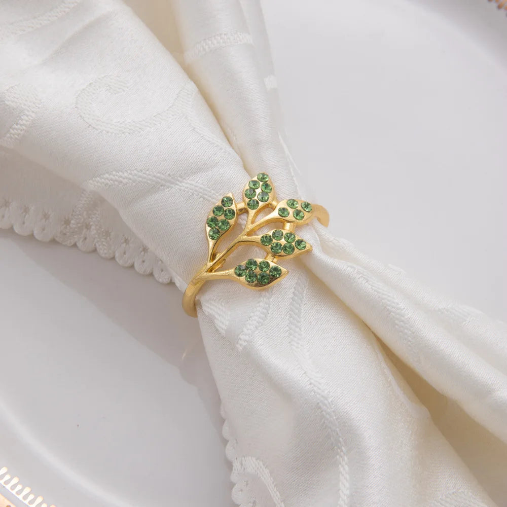 Rond de Serviette Feuilles Vertes vintage