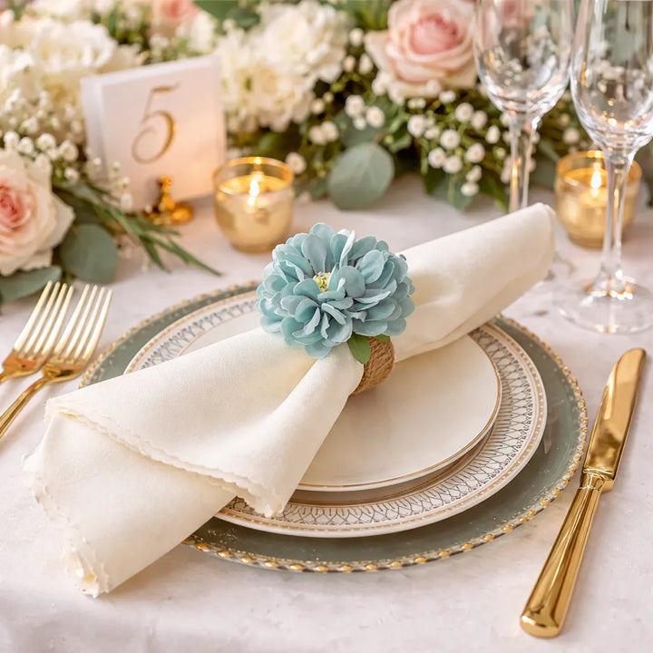 Rond de Serviette Fleur Champêtre Bleu