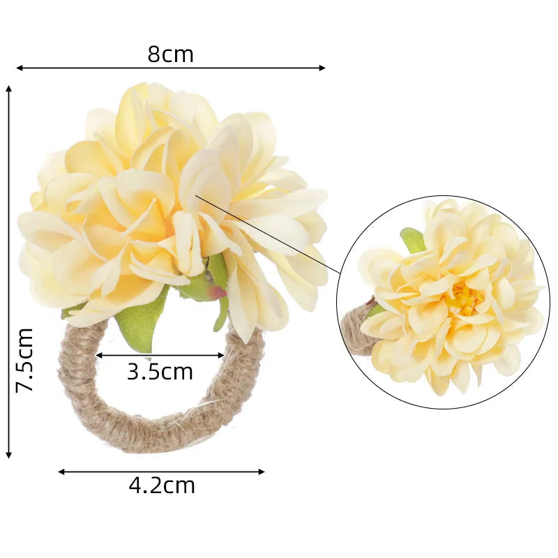 Rond de Serviette Fleur Jaune chic