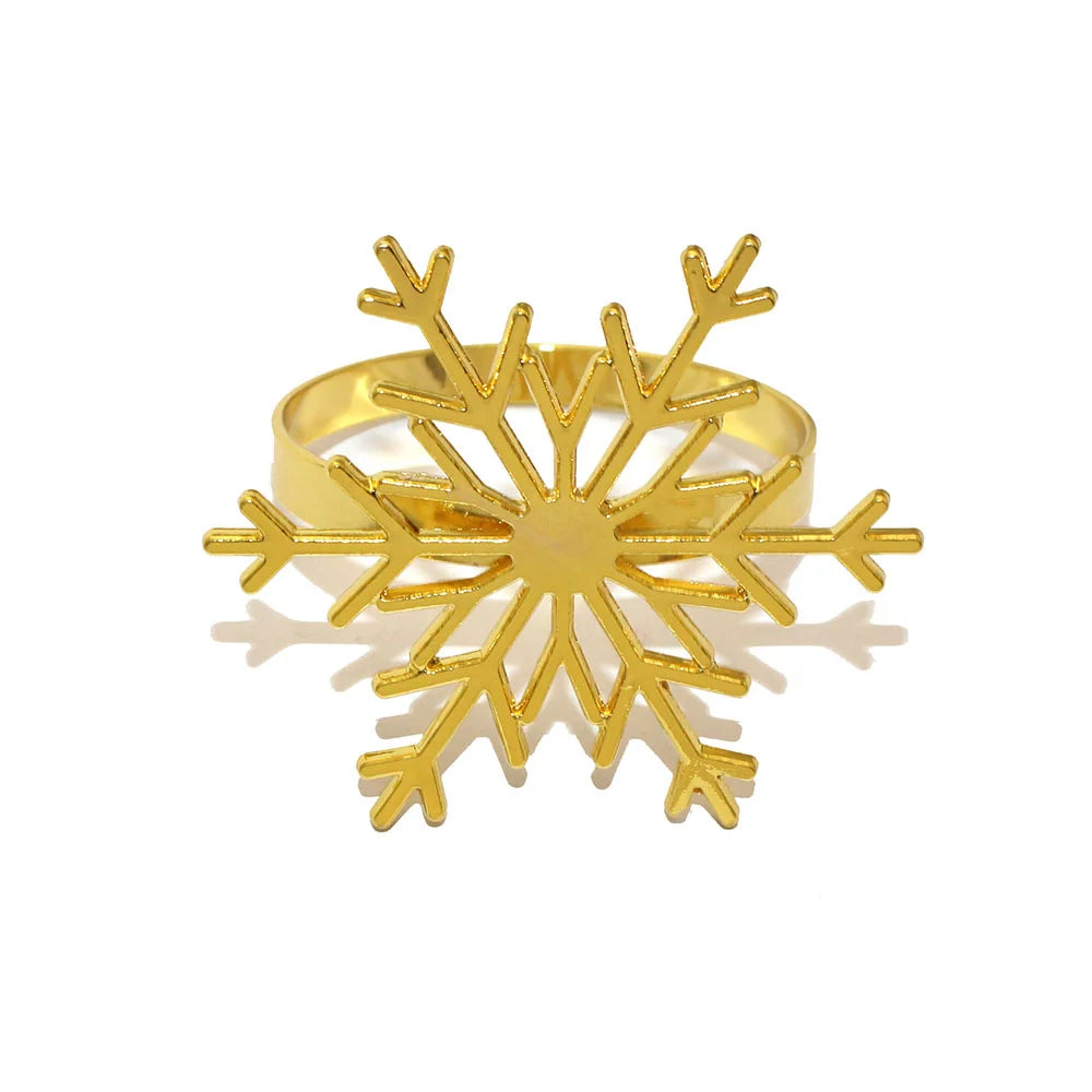 Rond de Serviette Flocon de Neige Doré Chic