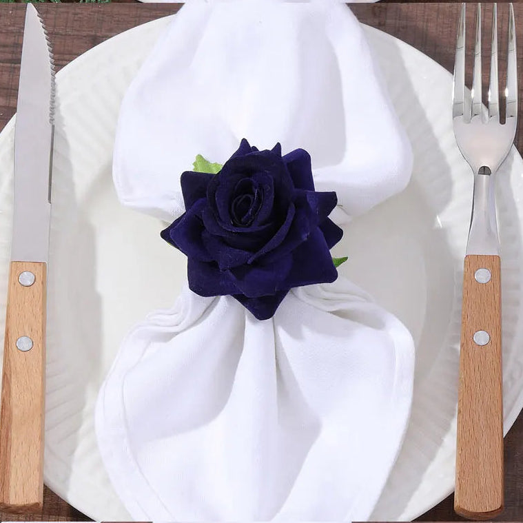 Rond de Serviette Mariage Fleur Bleu